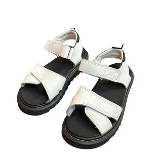Dr. Martens JUNIOR VOSSIE LEATHER SANDALS US Size 1 EU 32 Hook & Loop White
